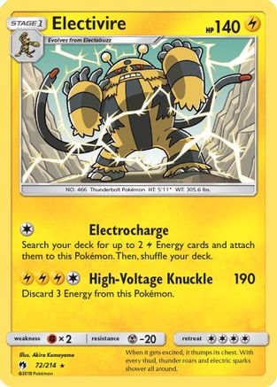 Electivire (72/214) [SM  Lost Thunder] Reverse Holofoil - Rare
