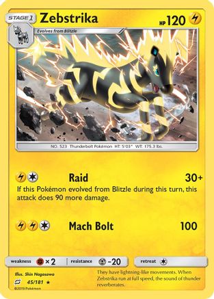 Zebstrika (45/181) [SM  Team Up] Reverse Holofoil - Rare