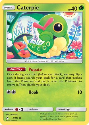 Caterpie (002/214) [SM  Unbroken Bonds] Reverse Holofoil - Common