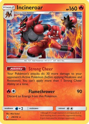 Incineroar (029/214) [SM  Unbroken Bonds] Reverse Holofoil - Rare
