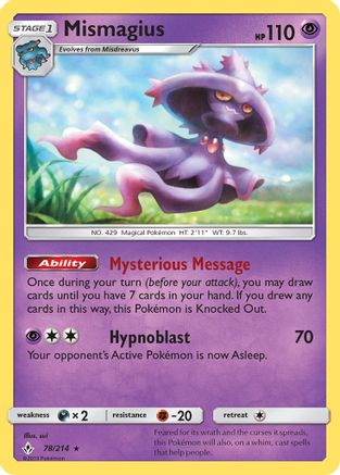 Mismagius (078/214) [SM  Unbroken Bonds] Reverse Holofoil - Rare