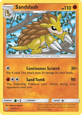 Sandslash (84/214) [SM  Unbroken Bonds] Reverse Holofoil - Rare
