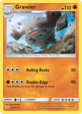 Graveler (88/214) [SM  Unbroken Bonds] Reverse Holofoil - Uncommon