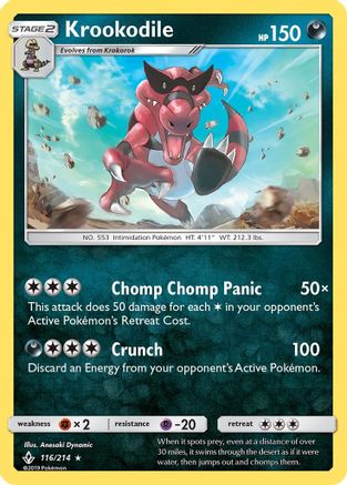 Krookodile (116/214) [SM  Unbroken Bonds] Reverse Holofoil - Rare
