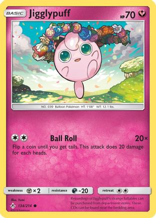 Jigglypuff (134/214) [SM  Unbroken Bonds] Reverse Holofoil - Common