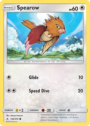 Spearow (145/214) [SM  Unbroken Bonds] Reverse Holofoil - Common