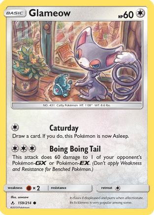 Glameow (159/214) [SM  Unbroken Bonds] Reverse Holofoil - Common