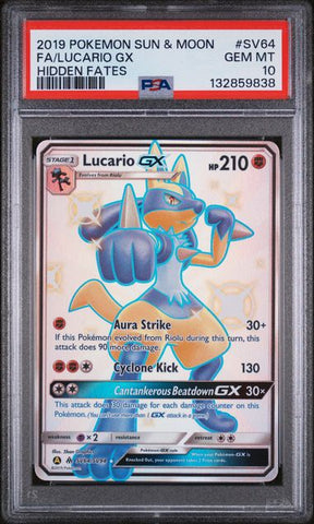 Lucario GX #SV64 - Hidden Fates Shiny Vault - PSA 10