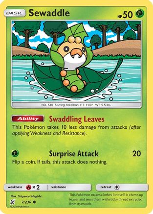Sewaddle (007/236) [SM  Unified Minds] Reverse Holofoil - Common
