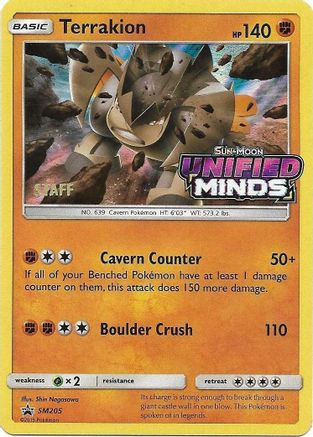 Terrakion - SM205 (Prerelease) [Staff] (SM205) [SM Promos] Holofoil - Promo