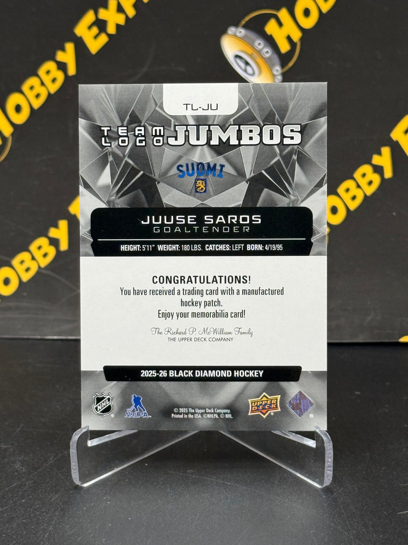 Juuse Saros Team Logo Jumbo - Team Finland 2025-26 Black Diamond