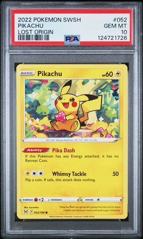 Pikachu #052 - Lost Origin - PSA 10