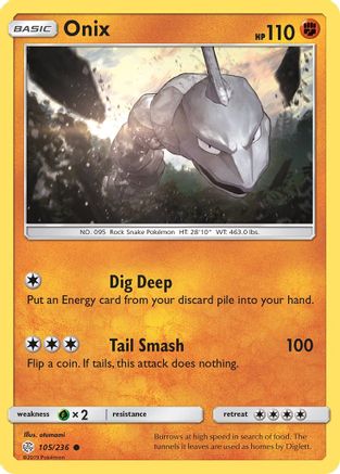 Onix (105/236) [SM  Cosmic Eclipse] Reverse Holofoil - Common