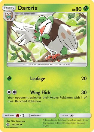Dartrix (19/236) [SM  Cosmic Eclipse] Reverse Holofoil - Uncommon