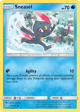 Sneasel (043/236) [SM  Cosmic Eclipse] Reverse Holofoil - Common