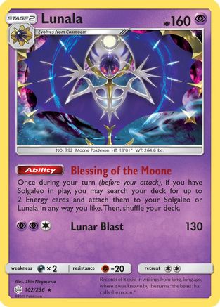 Lunala (102/236) [SM  Cosmic Eclipse] Reverse Holofoil - Holo Rare