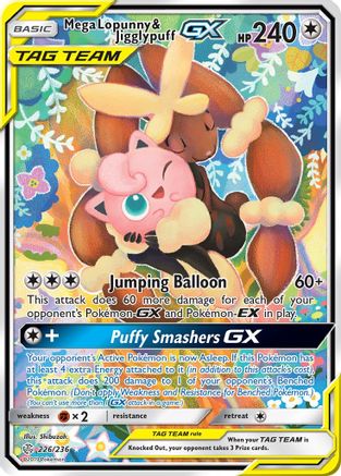 Mega Lopunny & Jigglypuff GX (Alternate Full Art) (226/236) [SM  Cosmic Eclipse] Holofoil - Ultra Rare