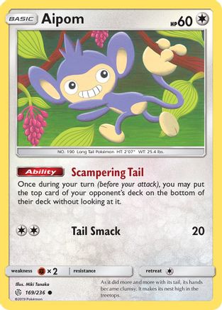 Aipom (169/236) [SM  Cosmic Eclipse] Reverse Holofoil - Common