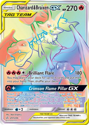 Charizard & Braixen GX (Secret) (251/236) [SM  Cosmic Eclipse] Holofoil - Secret Rare