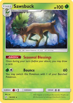 Sawsbuck (16/236) [SM  Cosmic Eclipse] Reverse Holofoil - Holo Rare