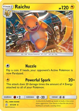 Raichu (067/236) [SM  Cosmic Eclipse] Reverse Holofoil - Rare