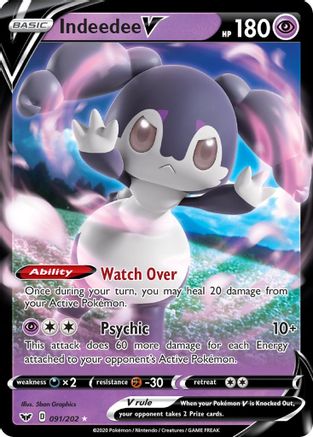 Indeedee V (091/202) [SWSH01 Sword & Shield Base Set] Holofoil - Ultra Rare