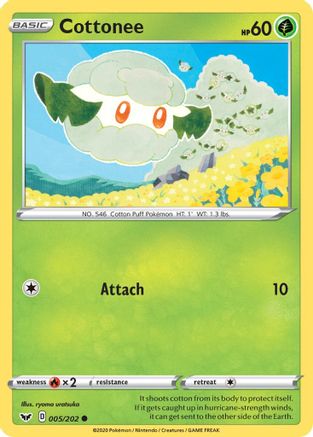 Cottonee (005/202) [SWSH01 Sword & Shield Base Set] Reverse Holofoil - Common