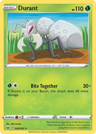 Durant (008/202) [SWSH01 Sword & Shield Base Set] Reverse Holofoil - Rare