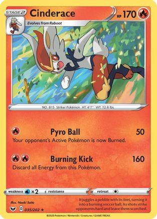 Cinderace (035/202) [SWSH01 Sword & Shield Base Set] Holofoil - Holo Rare