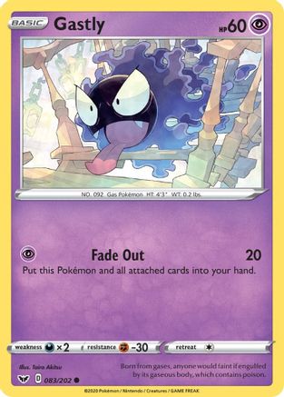 Gastly (083/202) [SWSH01 Sword & Shield Base Set] Reverse Holofoil - Common