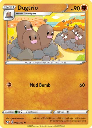 Dugtrio (093/202) [SWSH01 Sword & Shield Base Set] Reverse Holofoil - Uncommon