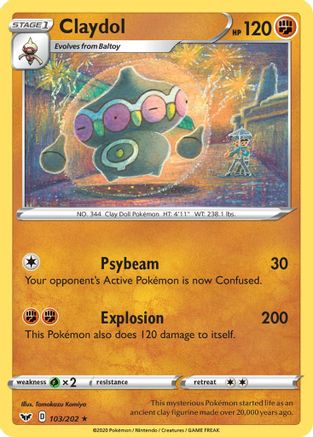 Claydol (103/202) [SWSH01 Sword & Shield Base Set] Reverse Holofoil - Rare