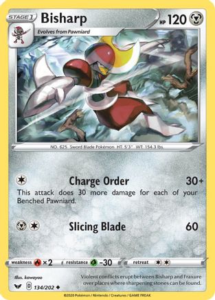Bisharp (134/202) [SWSH01 Sword & Shield Base Set] Reverse Holofoil - Uncommon