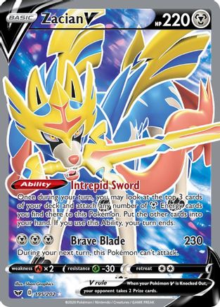 Zacian V (Full Art) (195/202) [SWSH01 Sword & Shield Base Set] Holofoil - Ultra Rare
