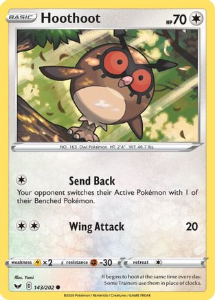 Hoothoot (143/202) [SWSH01 Sword & Shield Base Set] Reverse Holofoil - Common