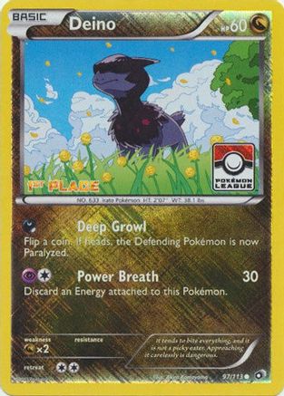 Deino (Pokemon League) [1st Place] (97/113) [League & Championship Cards] Reverse Holofoil - Promo
