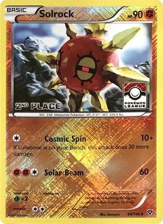 Solrock (Pokemon League) [2nd Place] (64/146) [League & Championship Cards] Reverse Holofoil - Promo