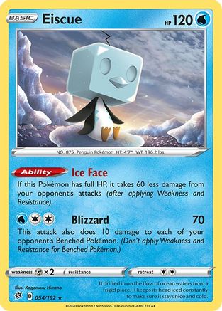 Eiscue (054/192) [SWSH02 Rebel Clash] Holofoil - Holo Rare