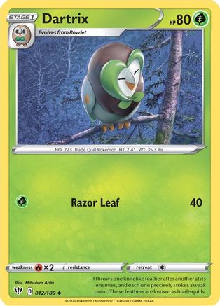 Dartrix (012/189) [SWSH03 Darkness Ablaze] Reverse Holofoil - Uncommon
