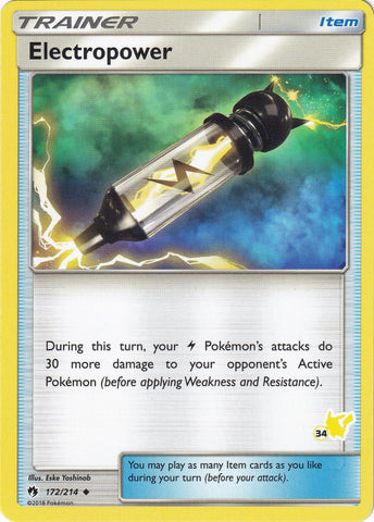 Electropower - 172/214 (#34 Pikachu Stamped) [BTA - 172/214]
