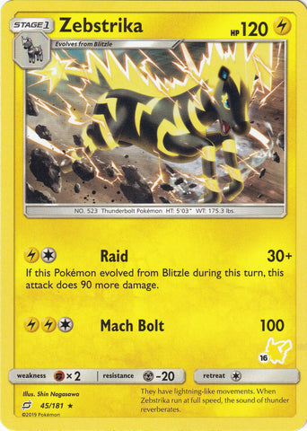 Zebstrika - 45/181 (#16 Pikachu Stamped) [BTA - 045/181]
