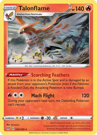 Talonflame (032/189) [SWSH03 Darkness Ablaze] Reverse Holofoil - Rare