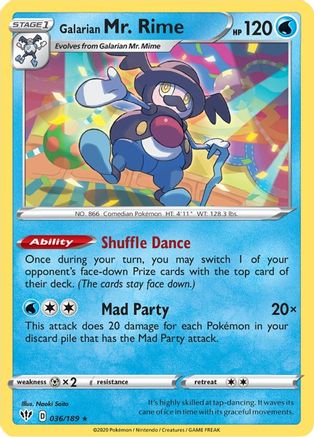 Galarian Mr. Rime (036/189) [SWSH03 Darkness Ablaze] Reverse Holofoil - Rare