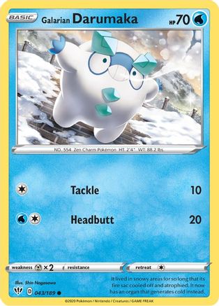 Galarian Darumaka (043/189) [SWSH03 Darkness Ablaze] Reverse Holofoil - Common