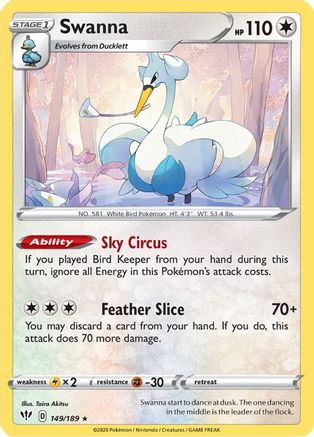 Swanna (149/189) [SWSH03 Darkness Ablaze] Reverse Holofoil - Rare