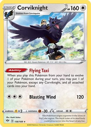 Corviknight (156/189) [SWSH03 Darkness Ablaze] Reverse Holofoil - Holo Rare