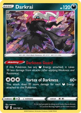 Darkrai (105/189) [SWSH03 Darkness Ablaze] Reverse Holofoil - Holo Rare