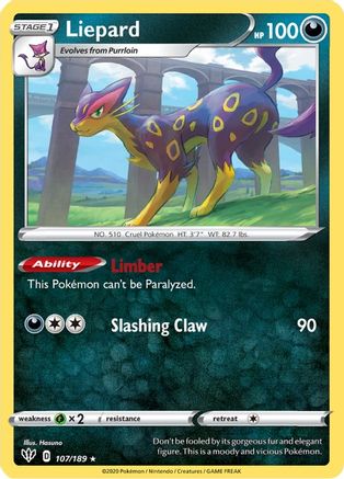 Liepard (107/189) [SWSH03 Darkness Ablaze] - Rare