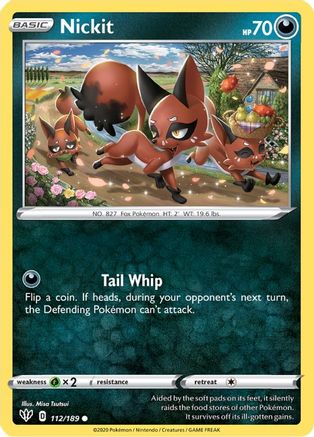 Nickit (112/189) [SWSH03 Darkness Ablaze] Reverse Holofoil - Common