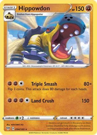 Hippowdon (094/189) [SWSH03 Darkness Ablaze] Reverse Holofoil - Rare